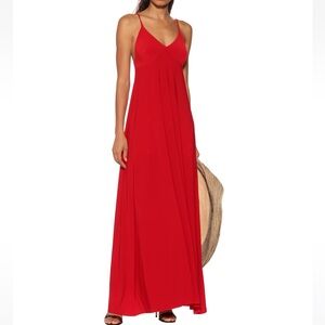 Norma Kamali red jersey maxi dress